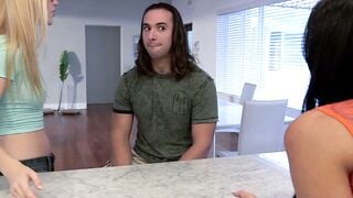 Petite Teen Threesome with Boyfriend and Lusty Blonde MILF