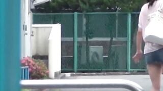 Japanese Beauties Peeing Outside Near Busy Road
