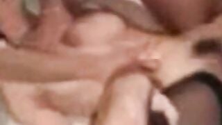 Blonde MILF Gangbanged in Lingerie