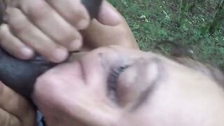 Rough BBC Throat Fuck in the Woods