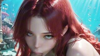 Redhead in Crystal Water with Thick Cumshots