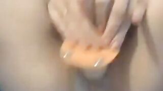 German Blonde Amateur Rides Big Dildo on Webcam