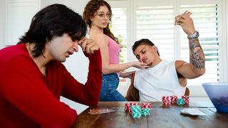 Petite Brunette Leana Lovings Fucked by Two Guys After Losing a Bet