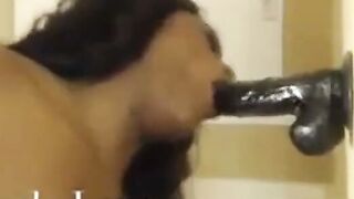 Black Amateur Girl Squirts Solo with Dildo on Webcam