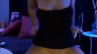 Goth Babe Rides Big Dildo on Webcam