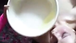 German Amateur Girl Deepthroats Cock on Floral Bed