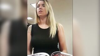 Blonde Cougar Jennifer Dark Plays With Dildo in College Library