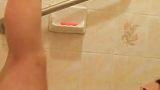 German MILF Pina Teases in Shower with Naked Ass and Big Boobs