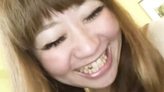 Brunette Asian babe gets her hairy pussy caressed then fucked