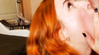 Redhead Babe Gives POV Blowjob On Webcam