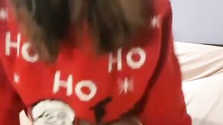Naughty Brunette Teen in Red Sweats Sucks Candy Cane on Webcam