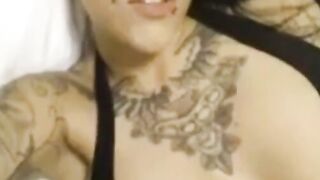 German Babe Ceetzie Teases with Massive Natural Tits and Chest Tattoo