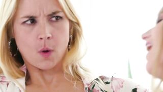 Scarlett Sage feigns sobs to fondle MILF Sarah Vandellas tits