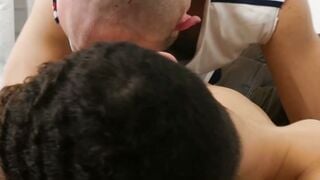 Tattooed otter Bastian Karim takes raw creampie from Donnie Marco