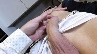 Hot Twink with Abs and Huge Dick Gets Handjob and Ass Play