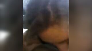 Pierced Brunette Blows in the Car