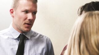 Stepson Watches Blindfolded mom Stepmom inside the Office