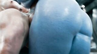 Futanari Blue Alien Dominates Gym Men - Intense 3D Action