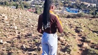 Amateur African Teen Gets It On With White Neighbor Outdoors