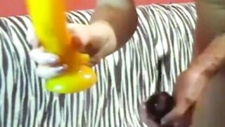 Tattooed Russian Cam Girl Fists Her Ass on Zebra Couch