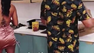 Yuna Hirose Drinks Coworker's Cum in the Kitchen