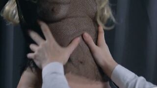 Blonde MILF in Fishnet Stockings Gets Deep Anal Creampie