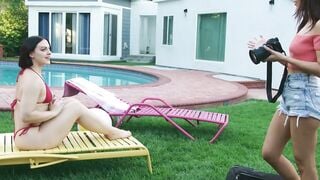 Poolside Interracial Lesbian Threesome With Lucy Lotus, Nicole Kitt & Natalie Brooks