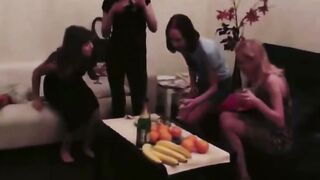 Hot Lesbian Foursome in the Living Room