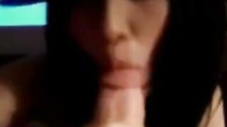 Asian Amateur Webcam Gives White Cock a Blowjob