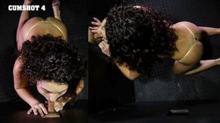 Satine Summers Deepthroats Cock Through Gloryhole for 8 Cumshots