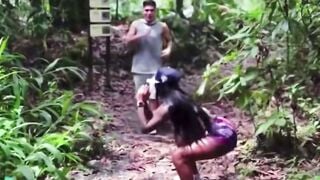 Cuckold Hubby's Unexpected Outdoor River Threesome