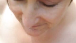Mature Granny Receives a Cum Facial in the Barn
