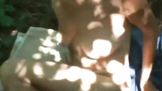 Brunette in Nature: Bare Back Outdoor Massage with Cream