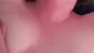 Blonde Woman's Bare Chest and Intense Blowjob Close-Up