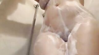 Busty Blonde Shower Scene with Soapy Lube