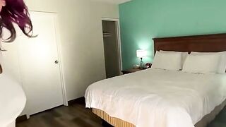 Purple Hair Girl Strips in Car and Hotel Bathroom