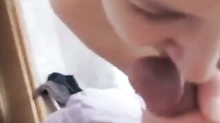 Russian 18-Year-Old Amateur Sucks Cock Deepthroat at Home