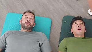Big Boobed MILF Trainer Gets Deep Threesome Creampie After Workout