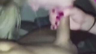 Blonde Amateur Girlfriend Ma Deepthroats Cock in Pink Thong