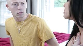 Big tits stepmom cheats with her stepson to keep her secret