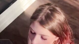 Lina Migurtt Deepthroats Cock in White Tank Top with Tattoos