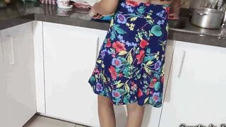 Annoyed stepfather takes advantage of his step daughter into the kitchen
