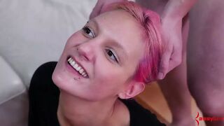 Barely Legal hammered by vibrator and domme’s rough cock