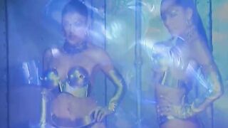 Lusty dyke dames masturbate erotically with sex toys