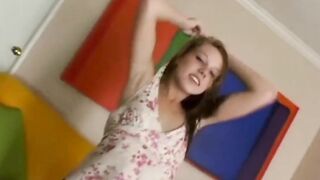 pov – 18 yo skank masturbates then blows on cock