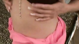 Masturbating black teenie touches herself