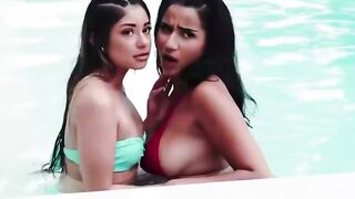 Twin Sisters Strap-On Lesson in Pool and Bedroom