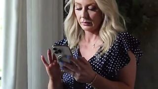 Blonde MILF in Polka Dot Dress Sucks Big Black Bull's Cock in Bedroom