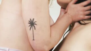 Latina Lilly Bell and Blonde Yhivi Fake Marriage Lesbian Kiss and Oral Sex