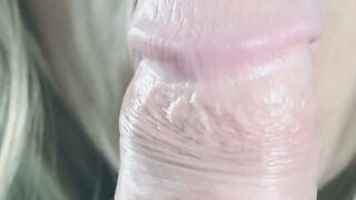 Blonde Wife Deepthroats Uncut Cock for Sensual Blowjob and Facial Cumshot